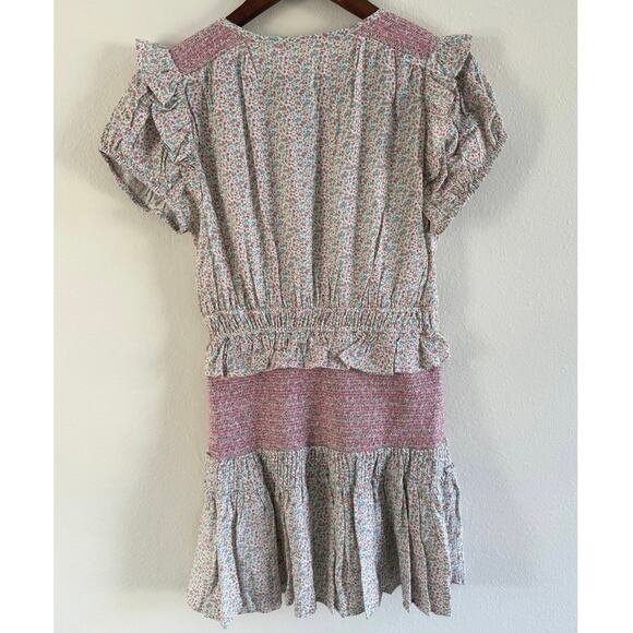 LoveShackFancy NWT Toto Pink Floral Smocked Cottagecore Mini Dress size Small - Picture 9 of 16